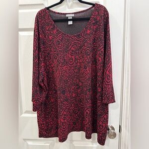 Catherines plus-size blouse paisley scoop neck 3/4 sleeve blouse size 4X
